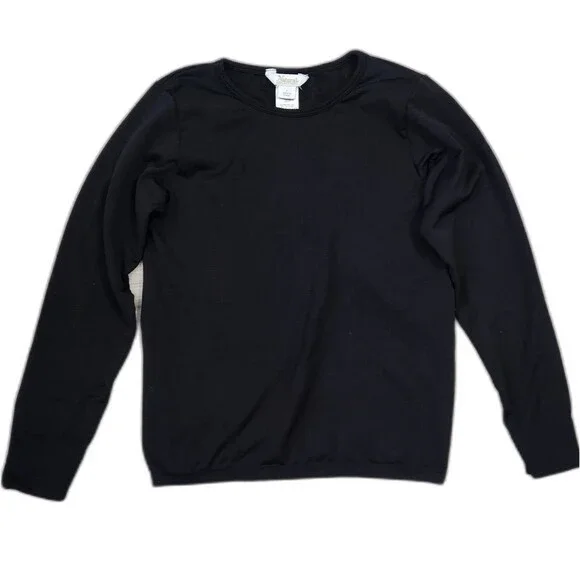 Natural Reflections Black Long Sleeve Top Womens L Stretch Basic Crew Neck - Picture 1 of 7
